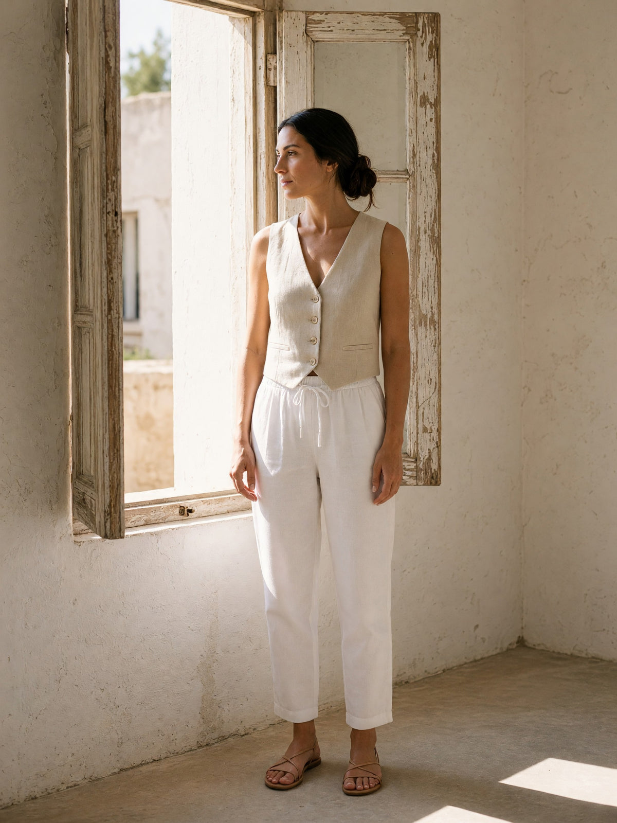 Flax Waistcoat and Trousers, lifestyle