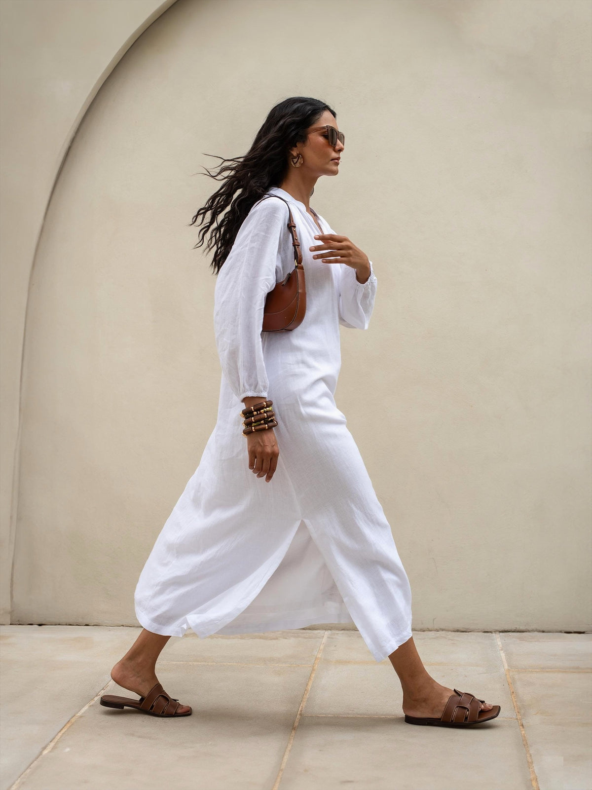 Oversized Linen Kaftan in washed linen, Ellementree