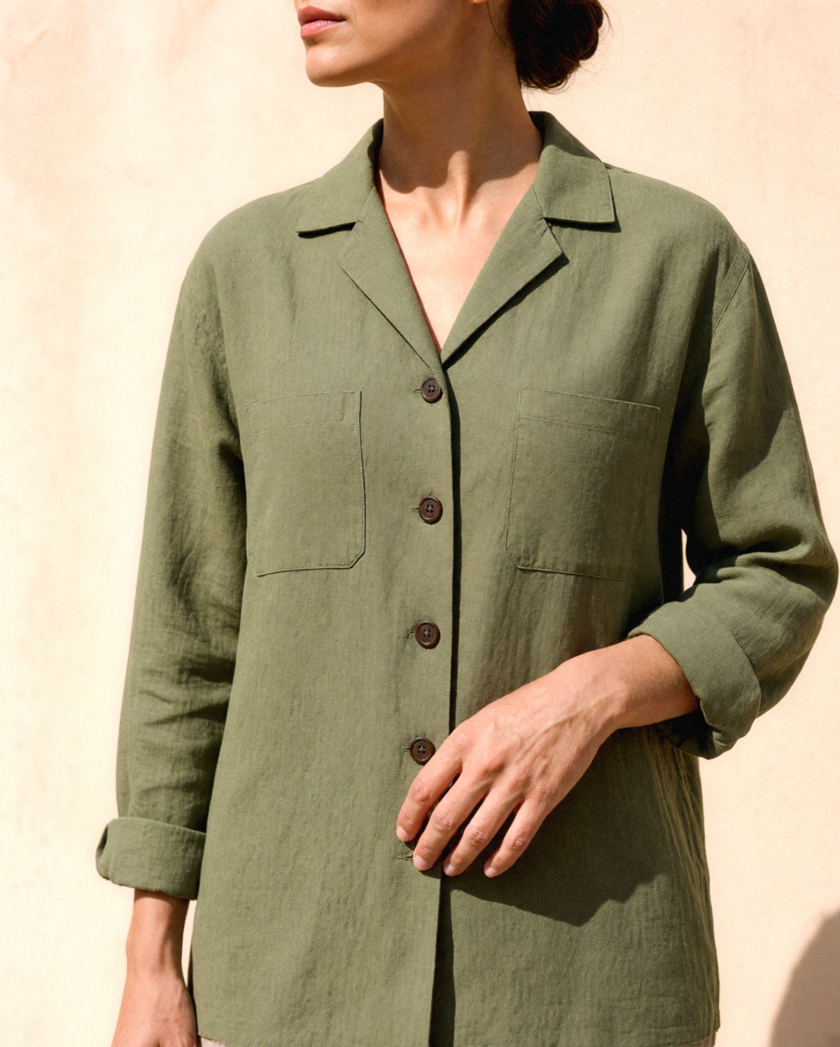 Rita Overshirt, fabric and finish detail