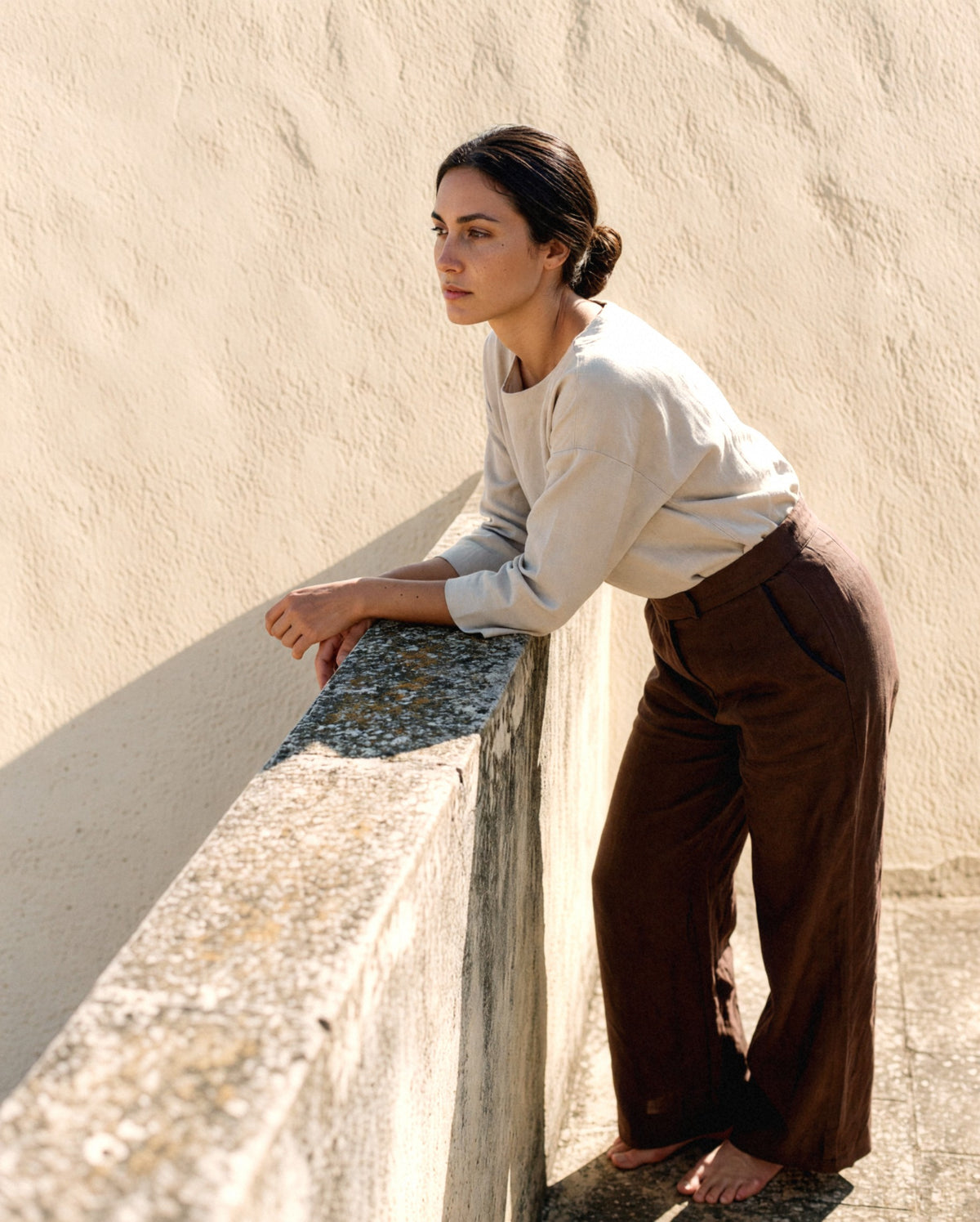 Wide Leg Linen Trousers, worn, relaxed