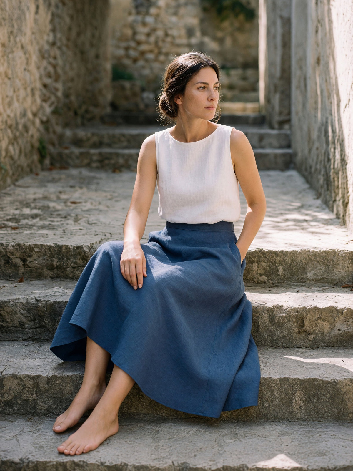 Full Circle Linen Skirt, lifestyle