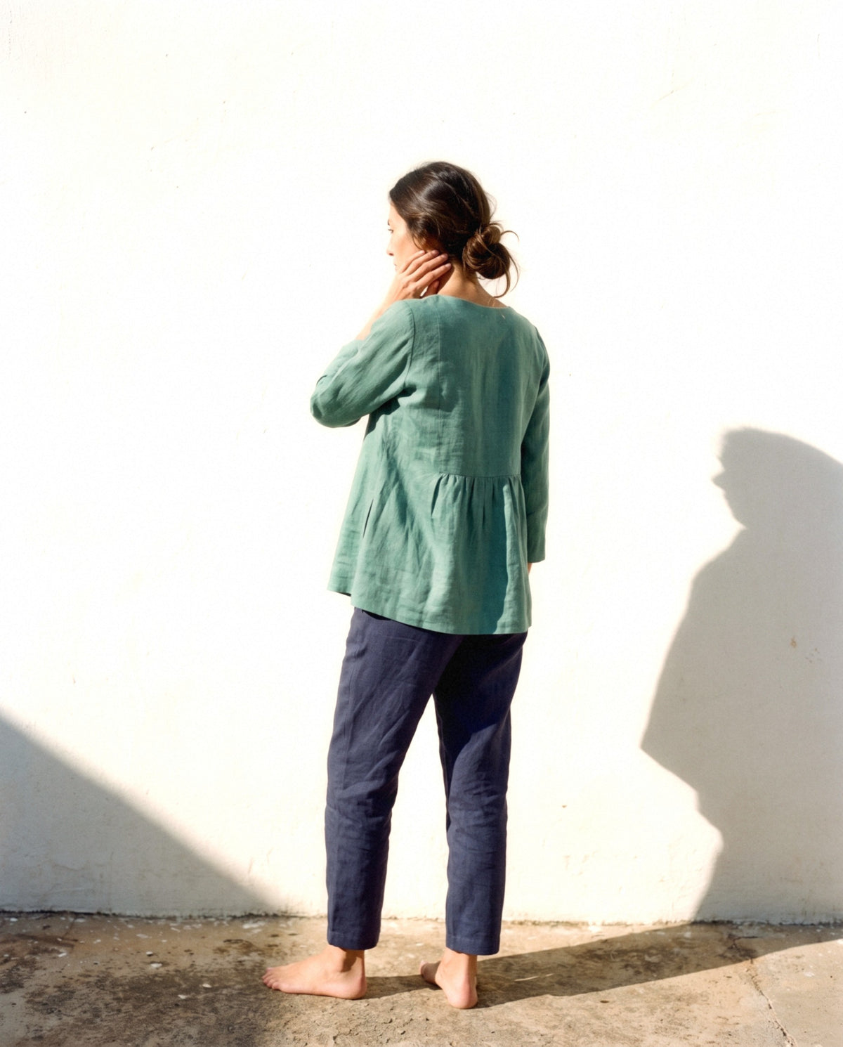 Linen Tunic and Trouser Set, back view