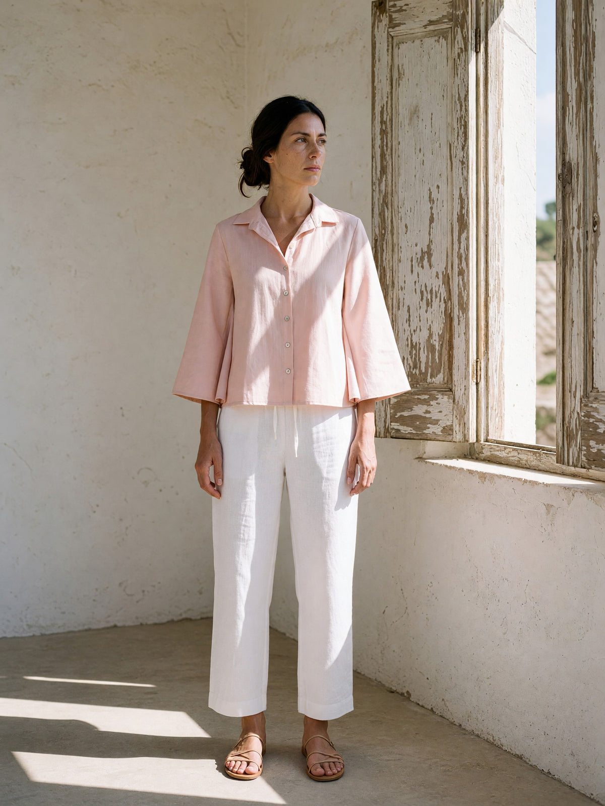 Cape Sleeve Linen Shirt, lifestyle