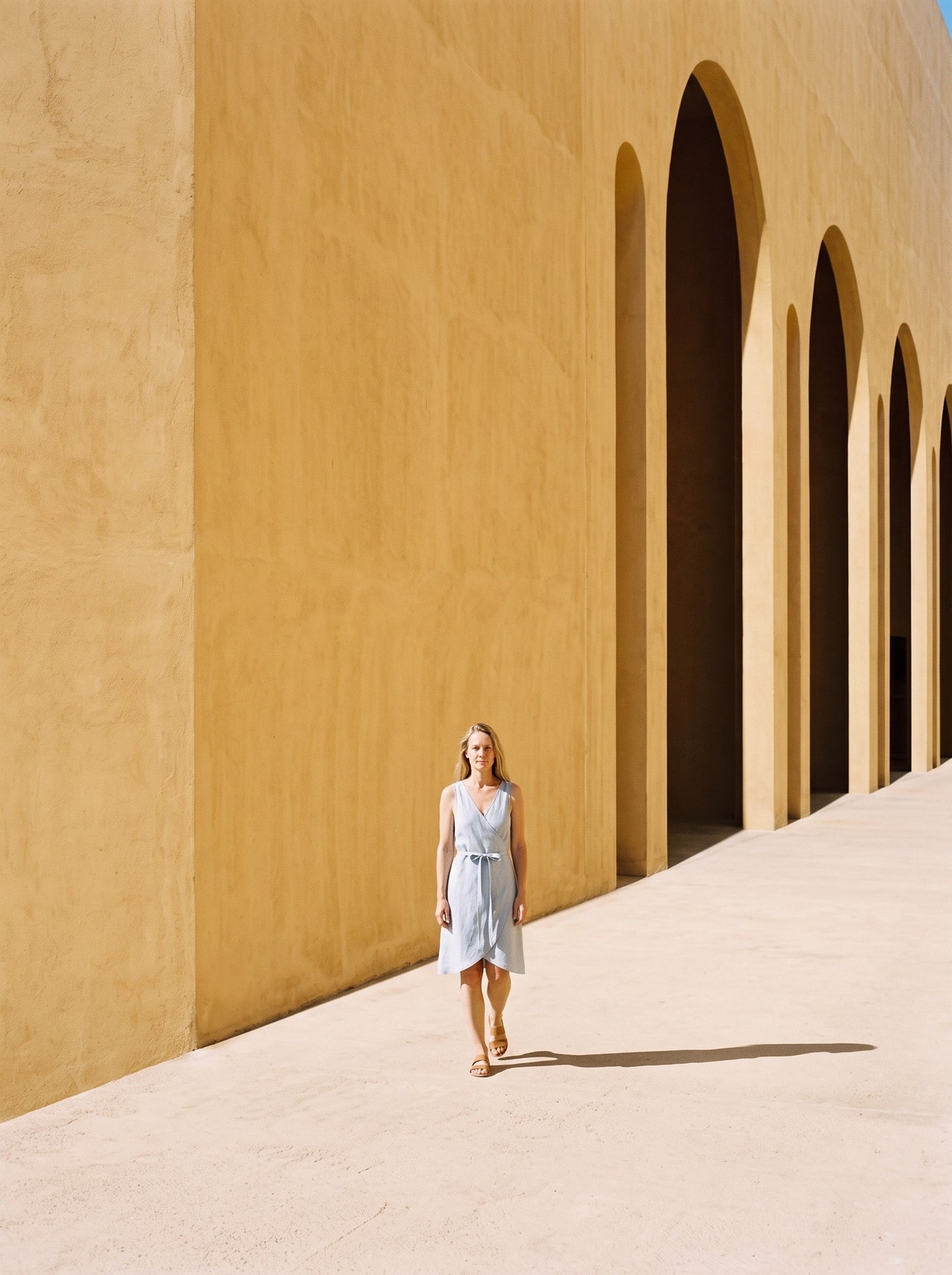 Sleeveless Linen Wrap Dress