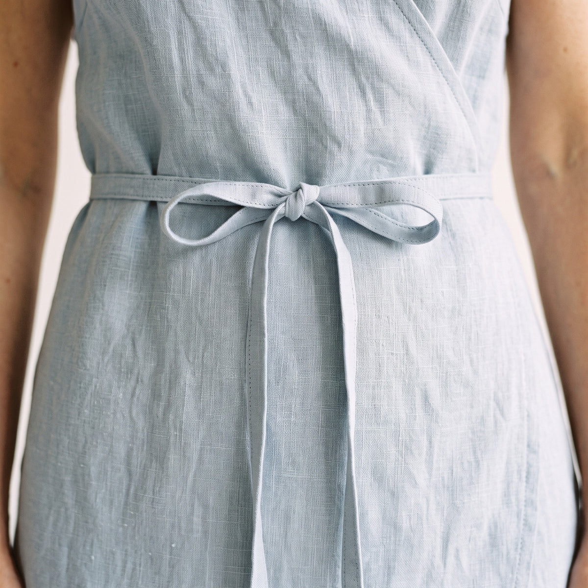 Sleeveless Linen Wrap Dress
