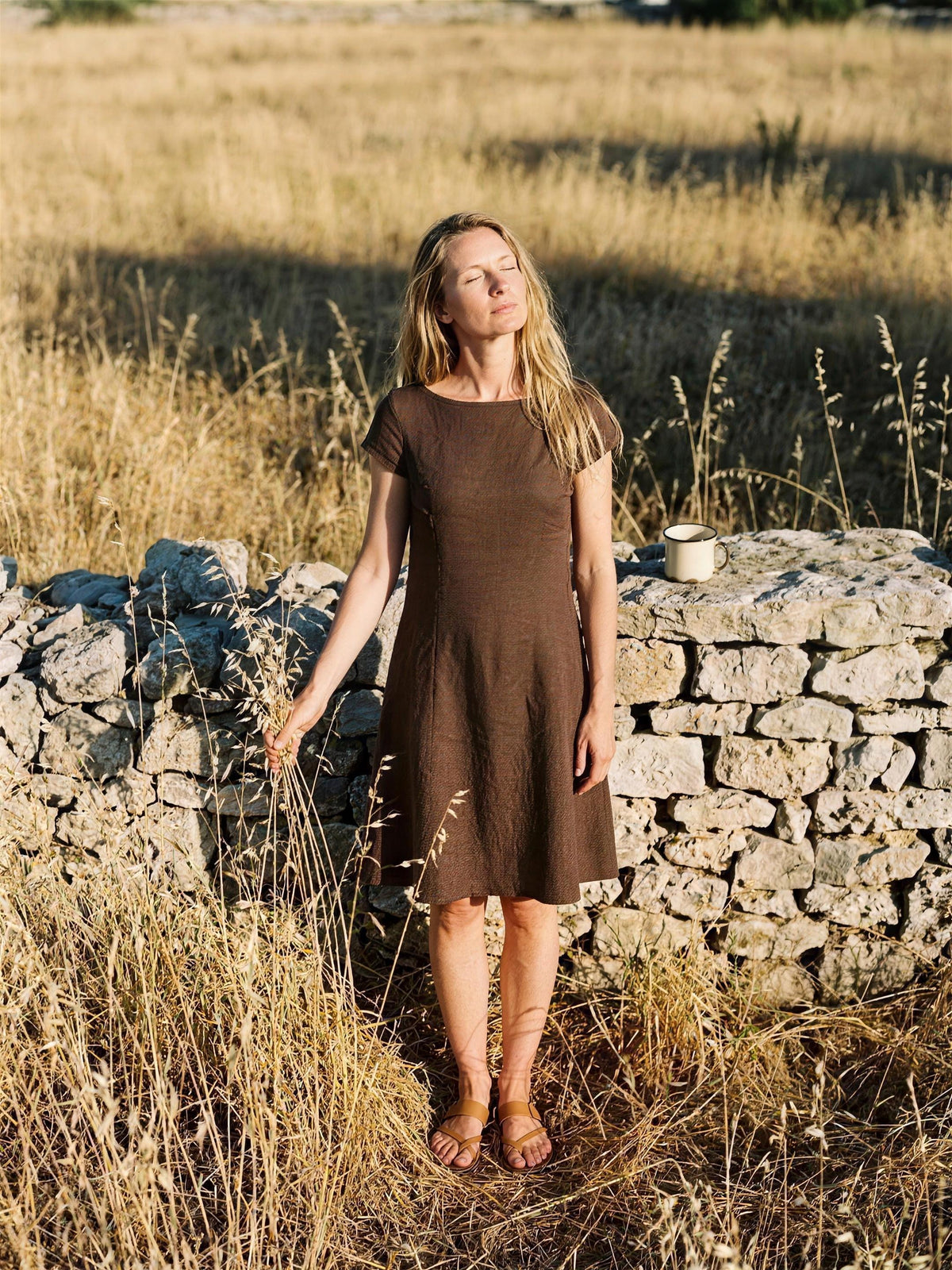 Cap Sleeve Linen Dress