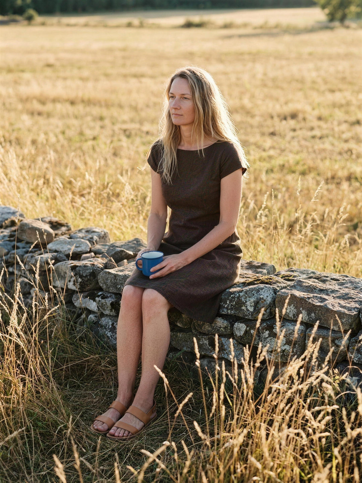 Cap Sleeve Linen Dress