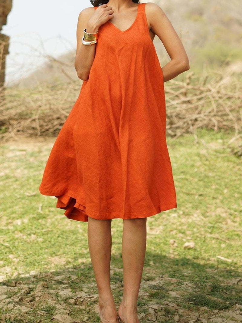 Bias Cut Linen Swing Dress