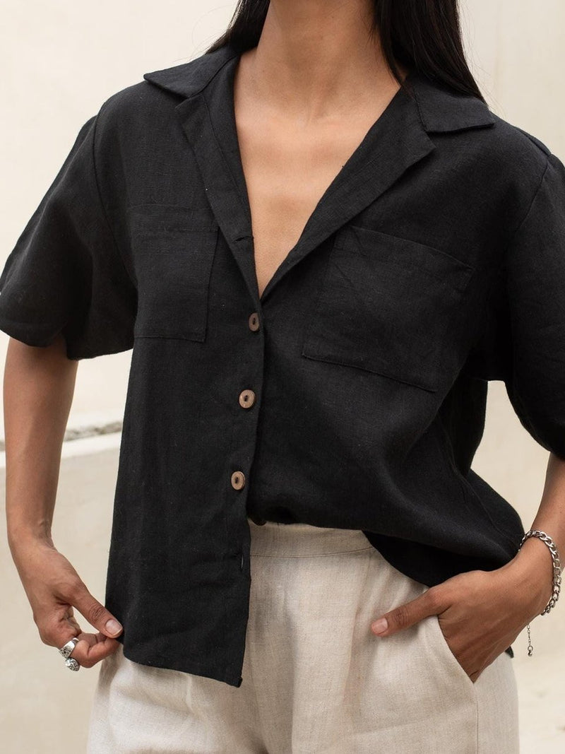 Camp Collar Linen Shirt