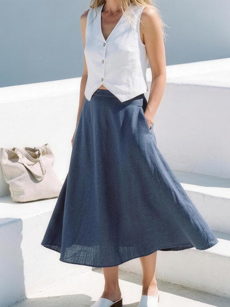 Full Circle Linen Skirt, front view