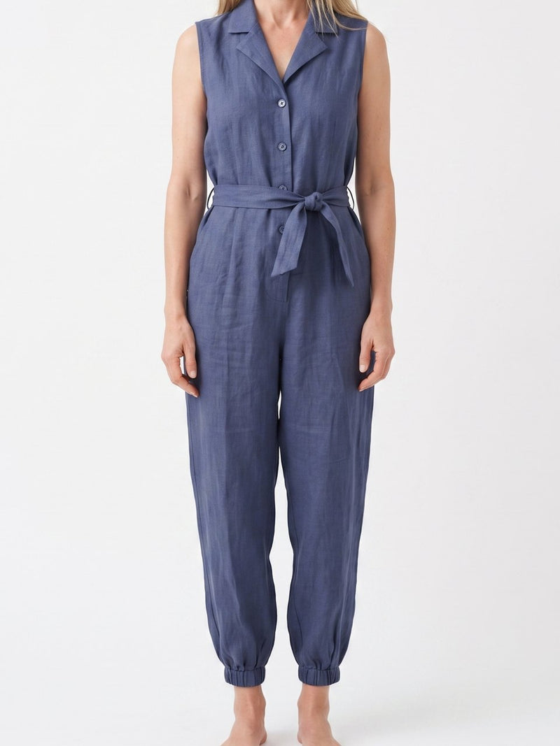Sleeveless Linen Jumpsuit, front view