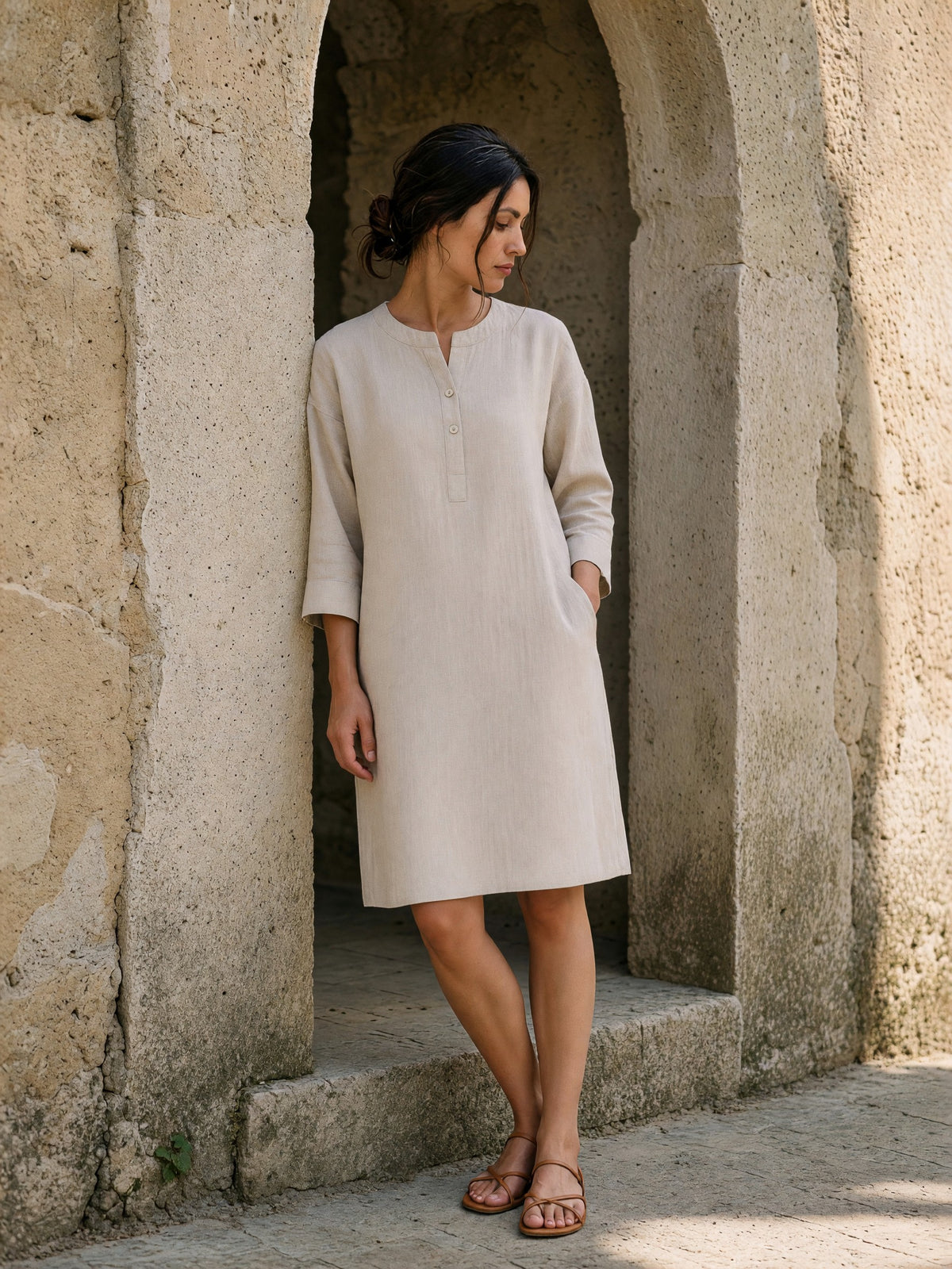 Boat Neck Linen Shift, lifestyle