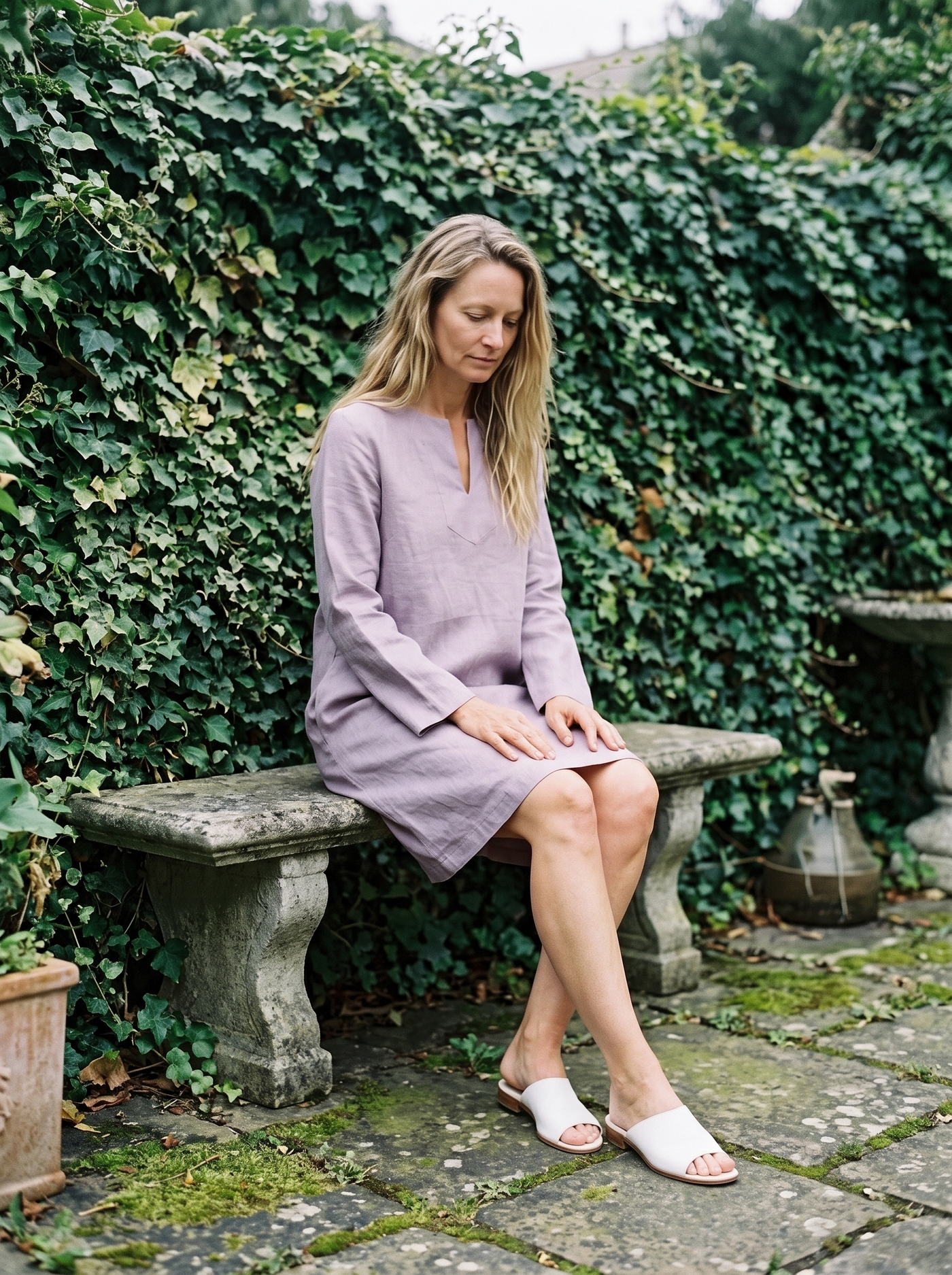 Long Sleeve Linen Shift