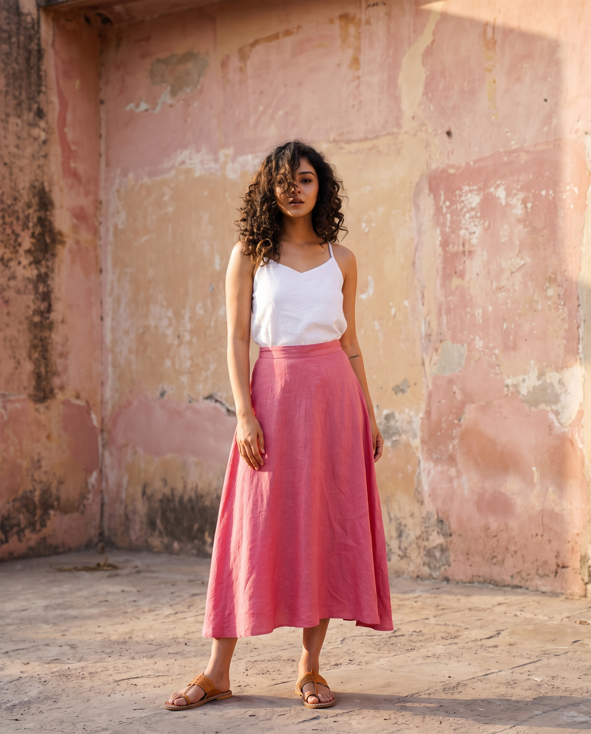 Long A-Line Linen Skirt, on location in Jaipur