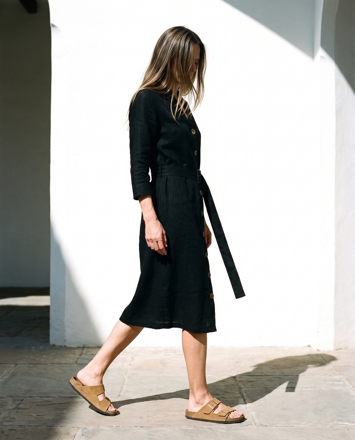 Belted Button Front Midi