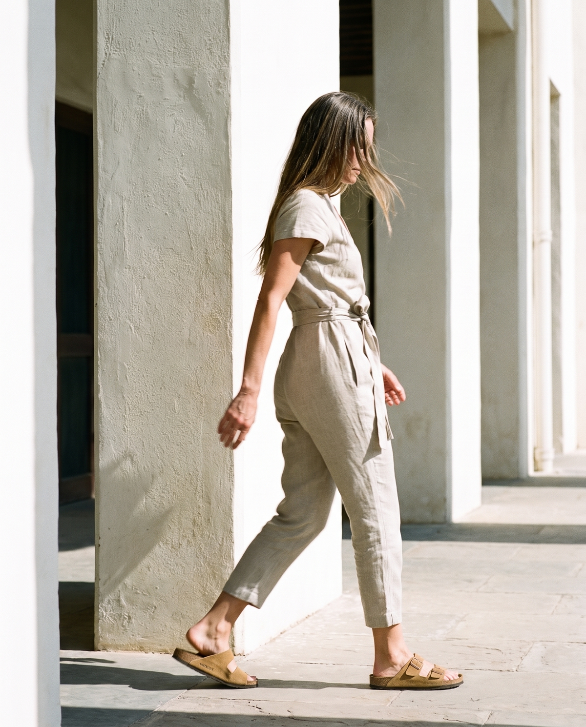 Wrap Linen Jumpsuit in natural