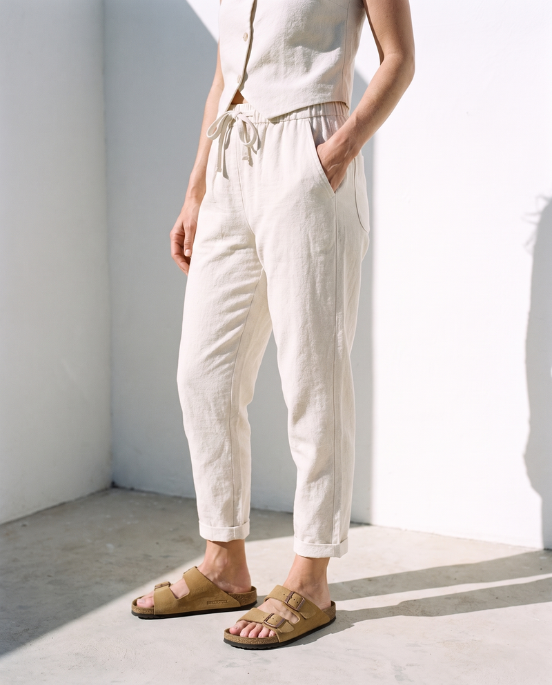 Tapered Linen Trousers in washed linen, Ellementree