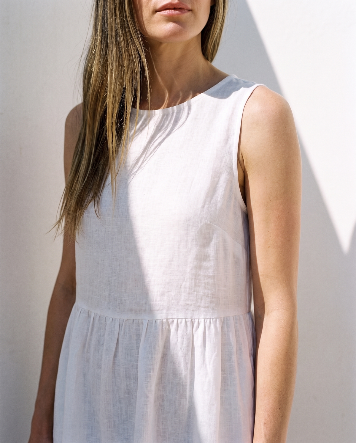 Sleeveless Linen Midi Dress in washed linen, Ellementree