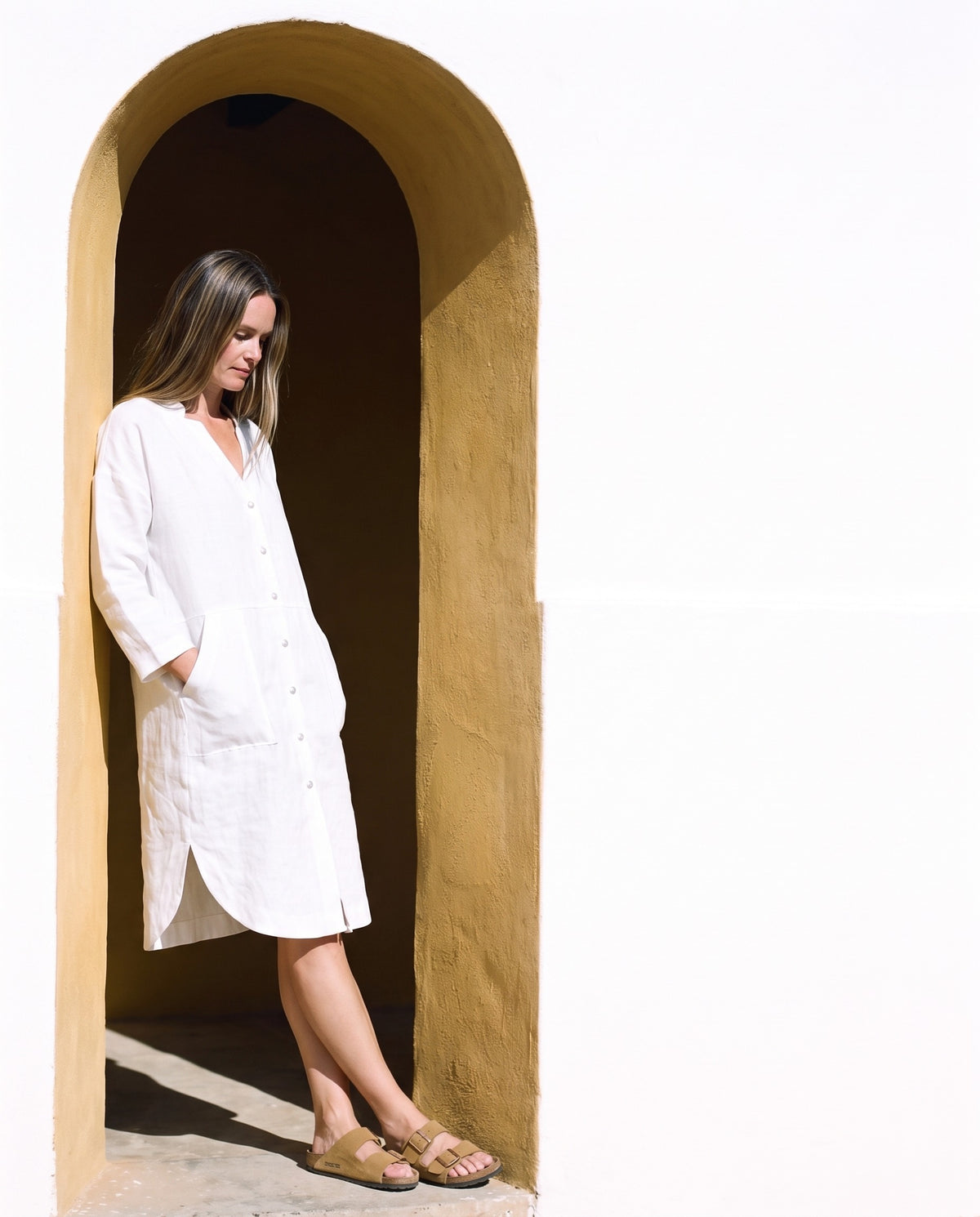 Oversized Linen Shirt Dress in washed linen, Ellementree