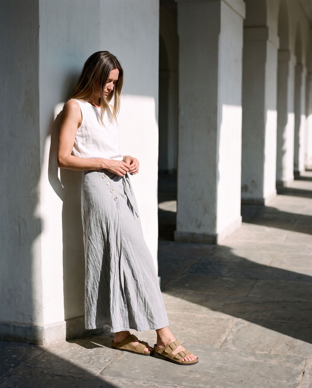 Wrap Linen Maxi Skirt