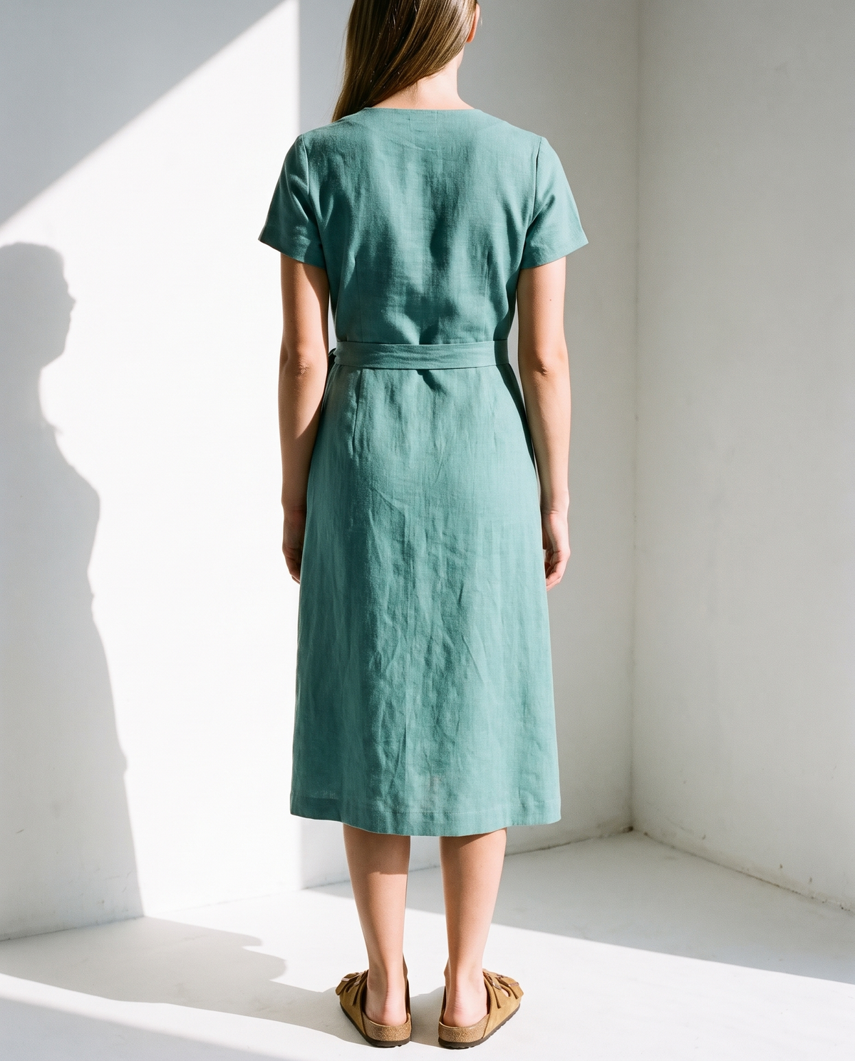 Wrap Linen Midi Dress