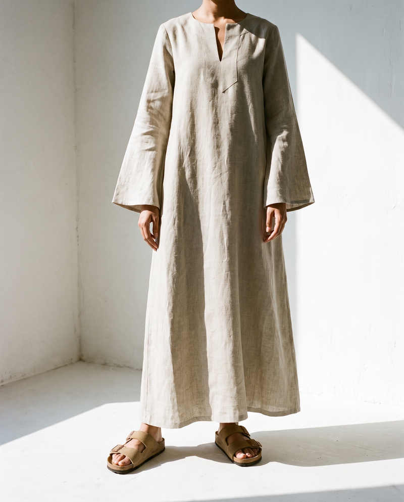 Long Sleeve Linen Kaftan