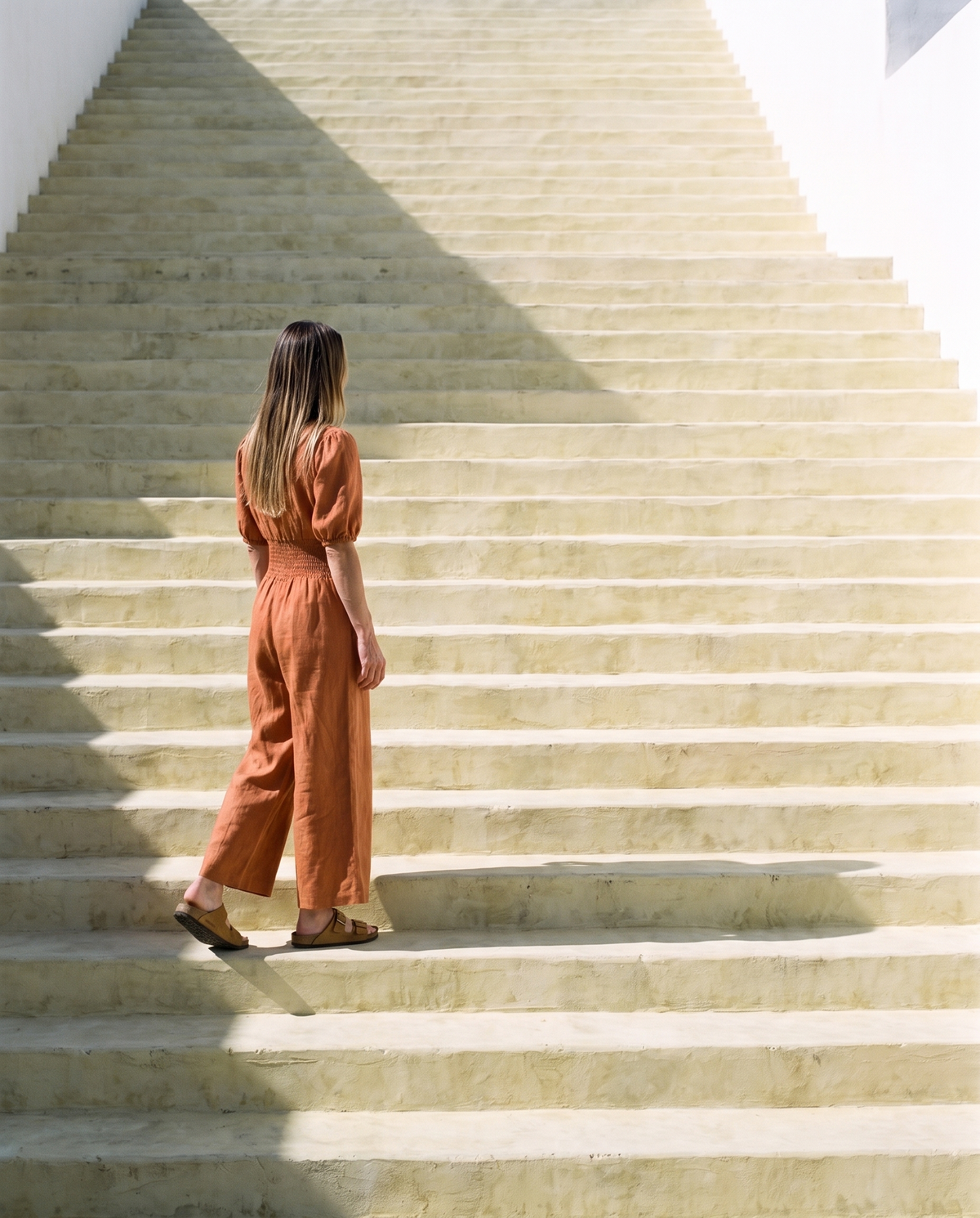 Button Front Linen Maxi Jumpsuit