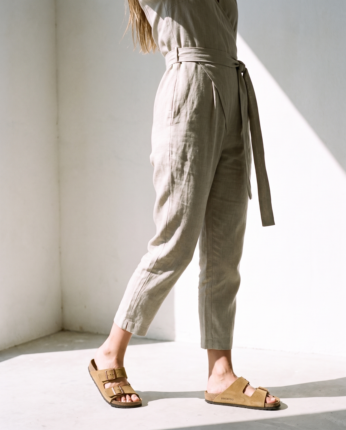Wrap Linen Jumpsuit in natural