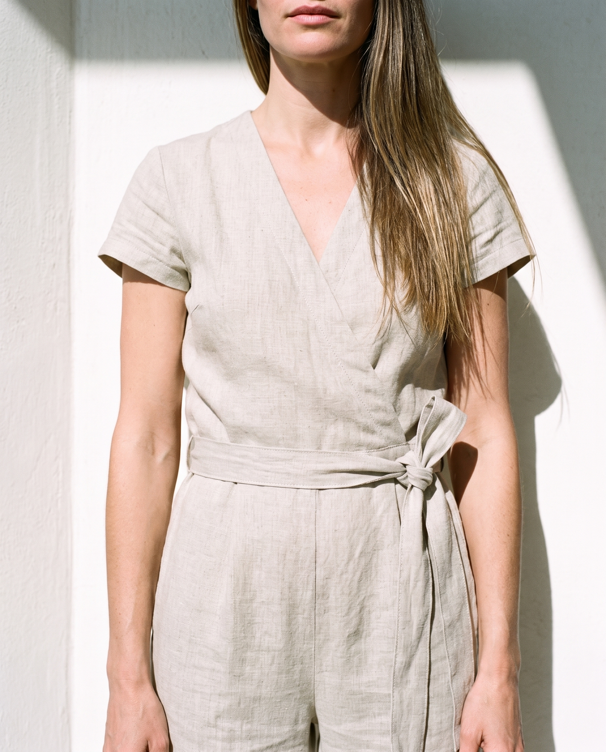 Wrap Linen Jumpsuit in natural