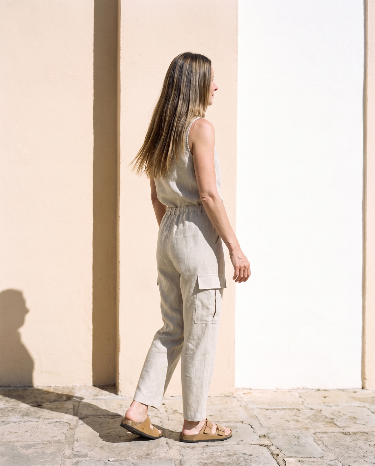 High Waist Linen Cargo Trousers FRAN