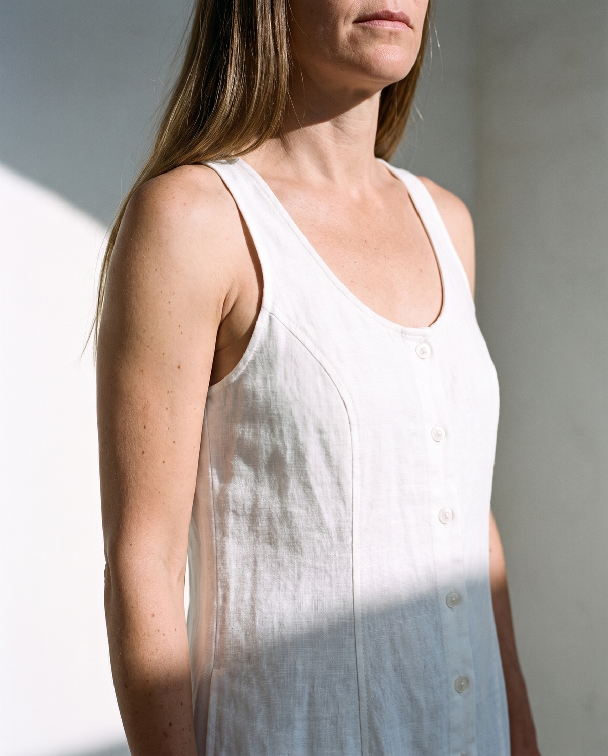 Button Front Sleeveless Linen Maxi Dress IRIS