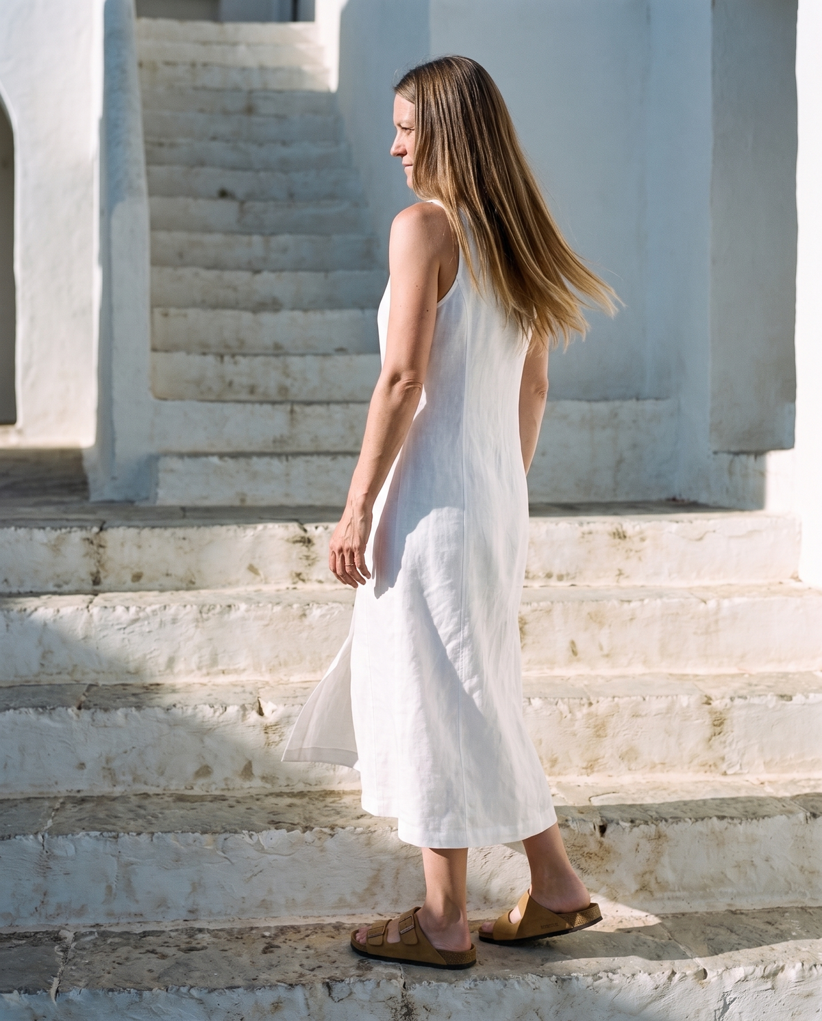 Button Front Sleeveless Linen Maxi Dress IRIS