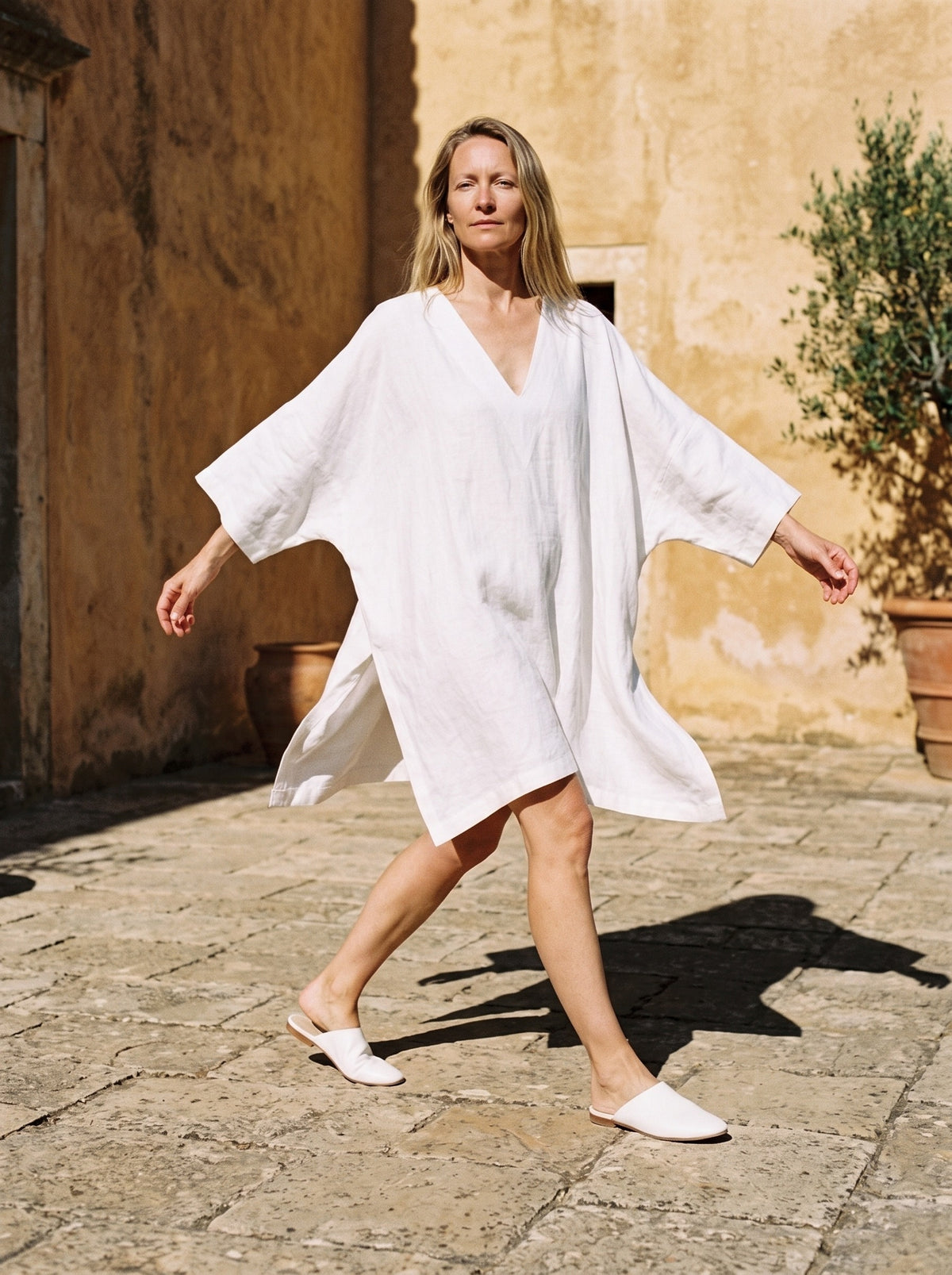 Kimono Sleeve Linen Kaftan
