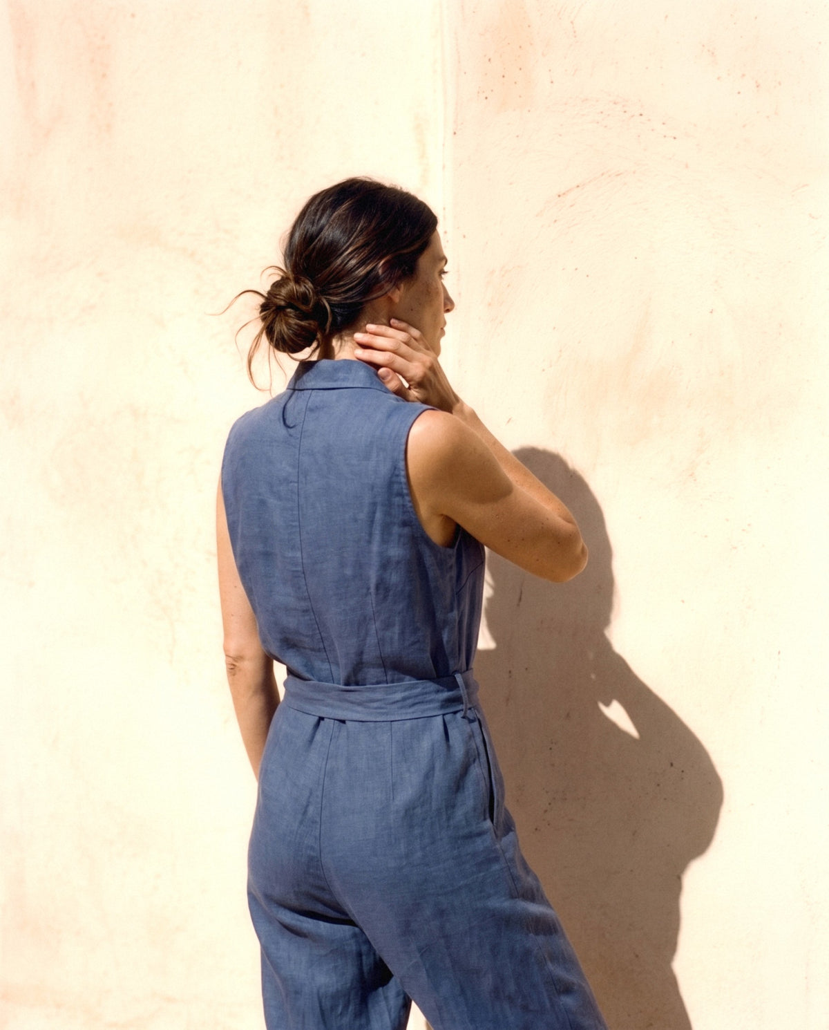 Sleeveless Linen Jumpsuit, back view