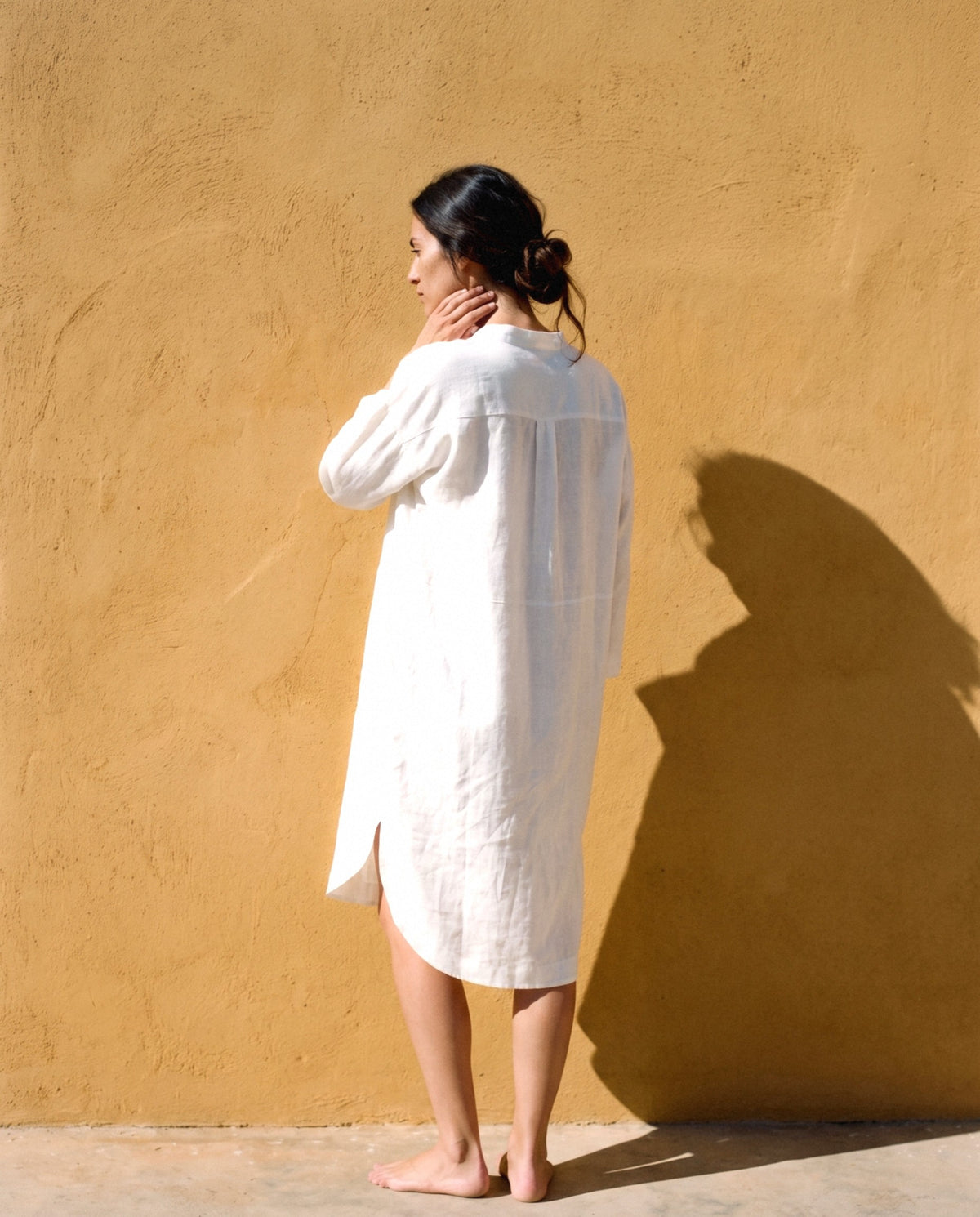 Oversized Linen Shirt Dress, back view