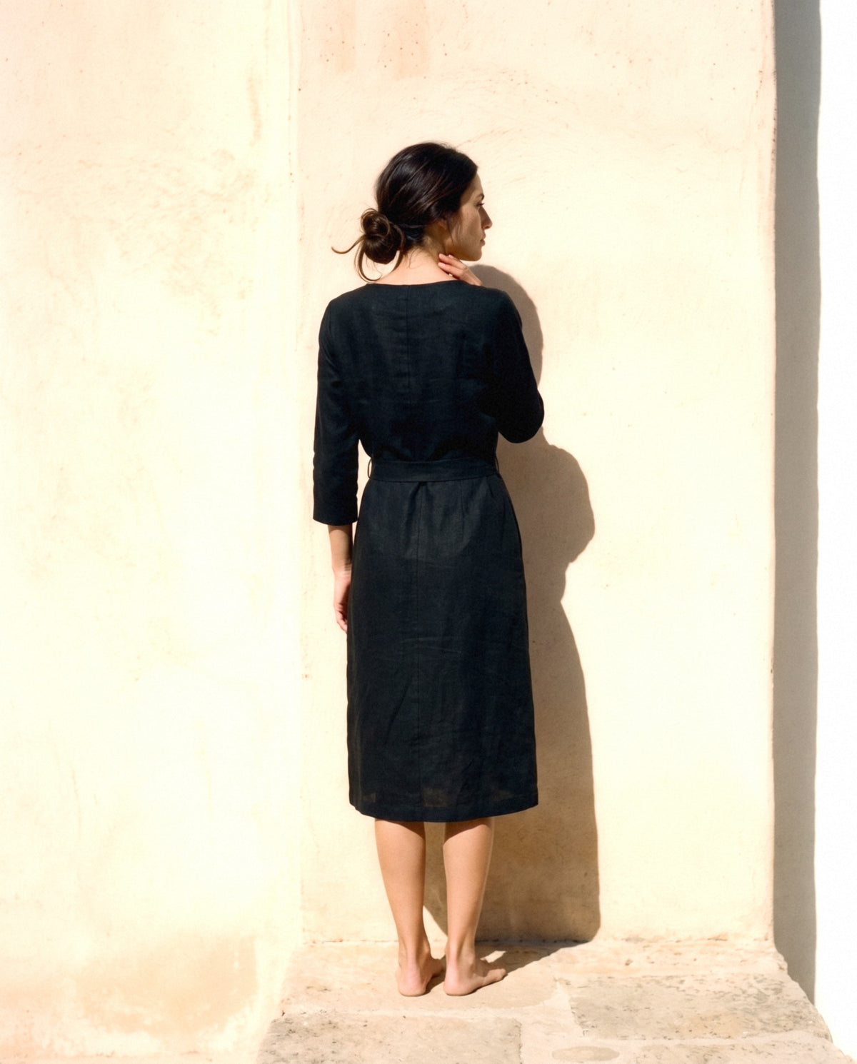 Belted Button Front Midi, back view