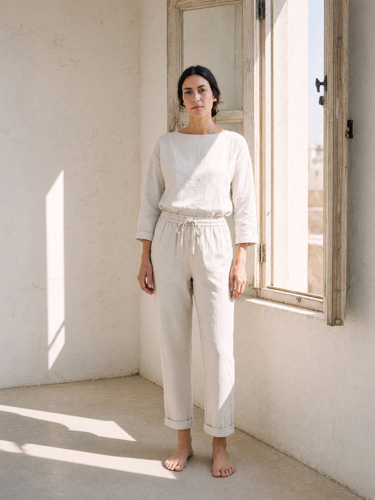 Tapered Linen Trousers, lifestyle