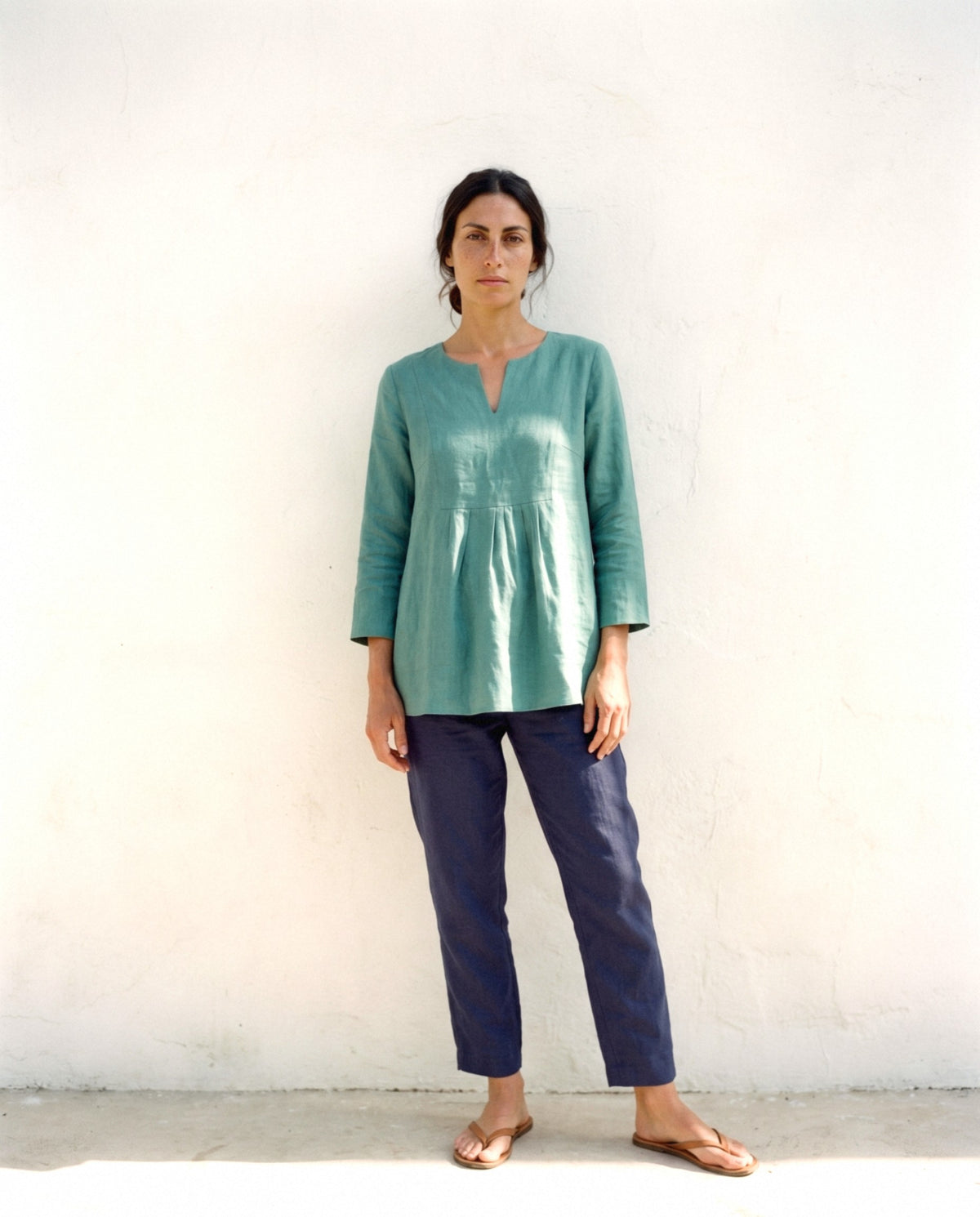 Linen Tunic and Trouser Set, front view
