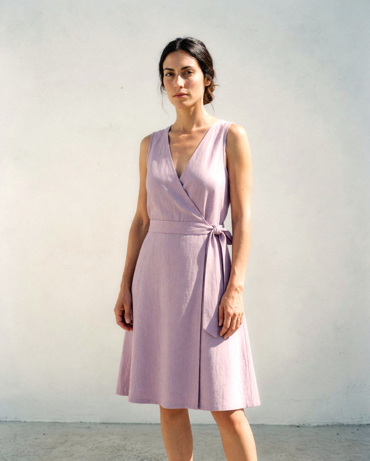 Sleeveless Wrap Midi Dress, front view