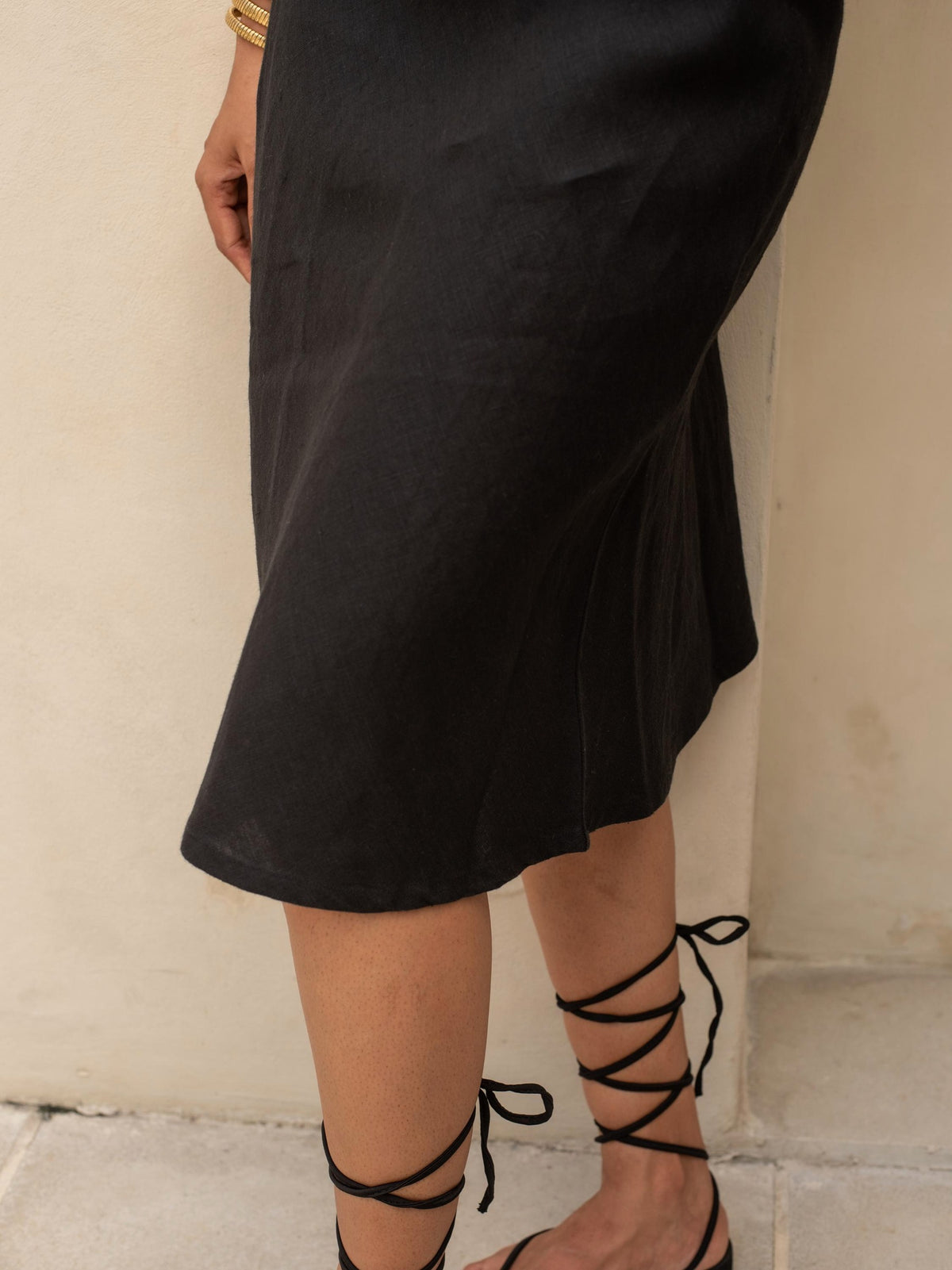 Sleeveless Linen Slip Dress in washed linen, Ellementree