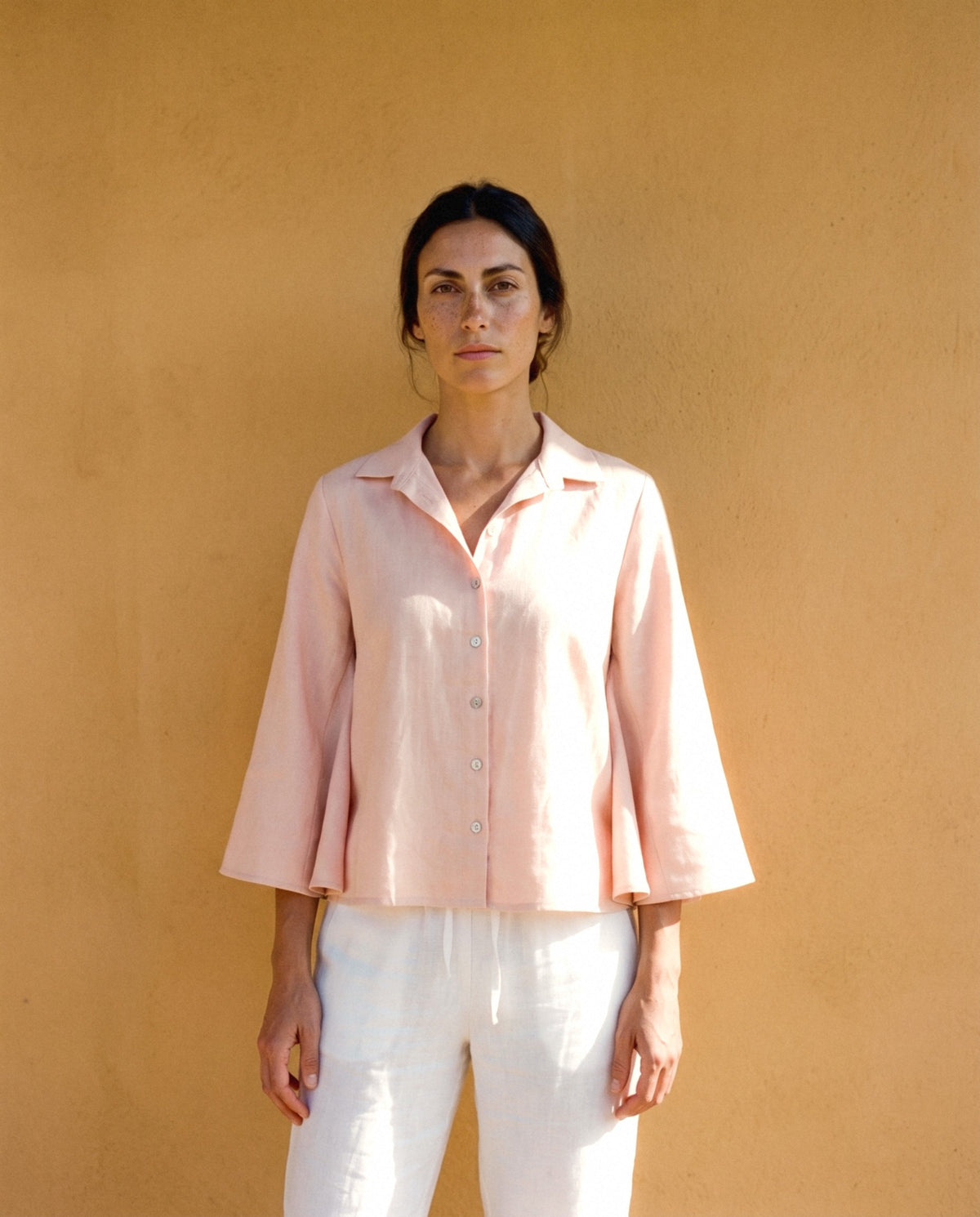 Cape Sleeve Linen Shirt, front view