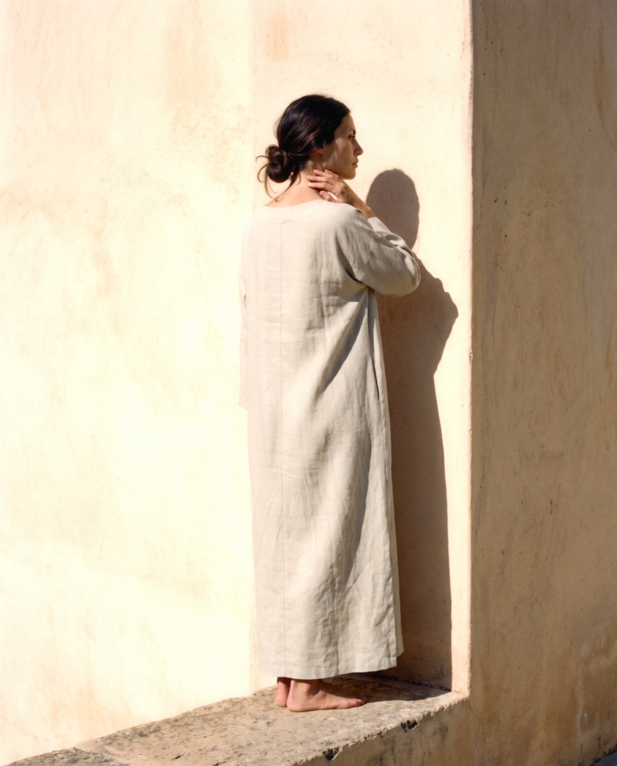 Long Sleeve Linen Kaftan, back view