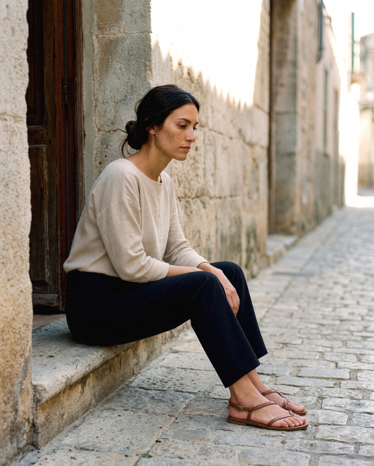 Nina Trousers, worn outdoors