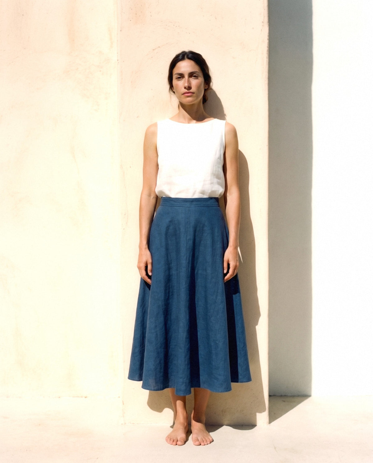 Full Circle Linen Skirt, front view