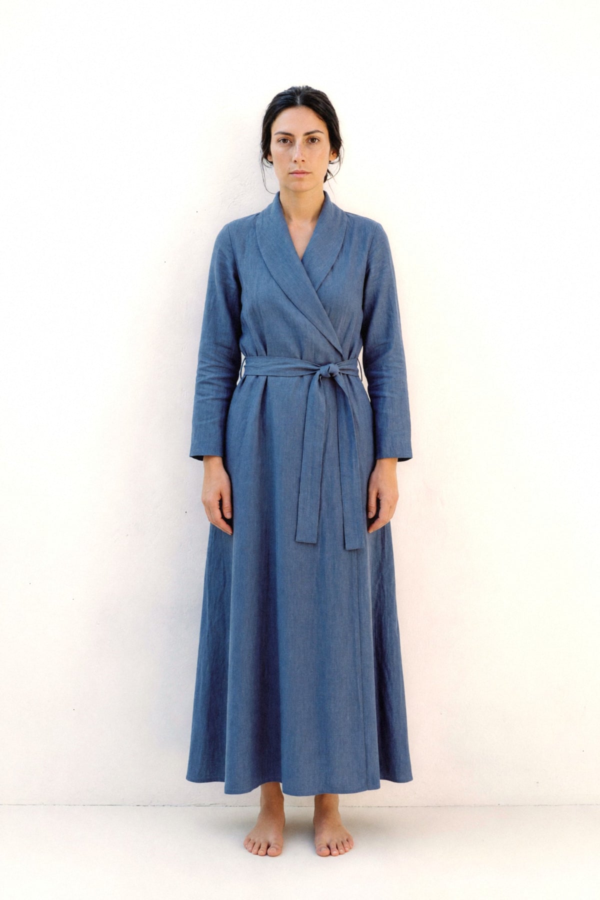 Wrap Linen Maxi Dress, front view