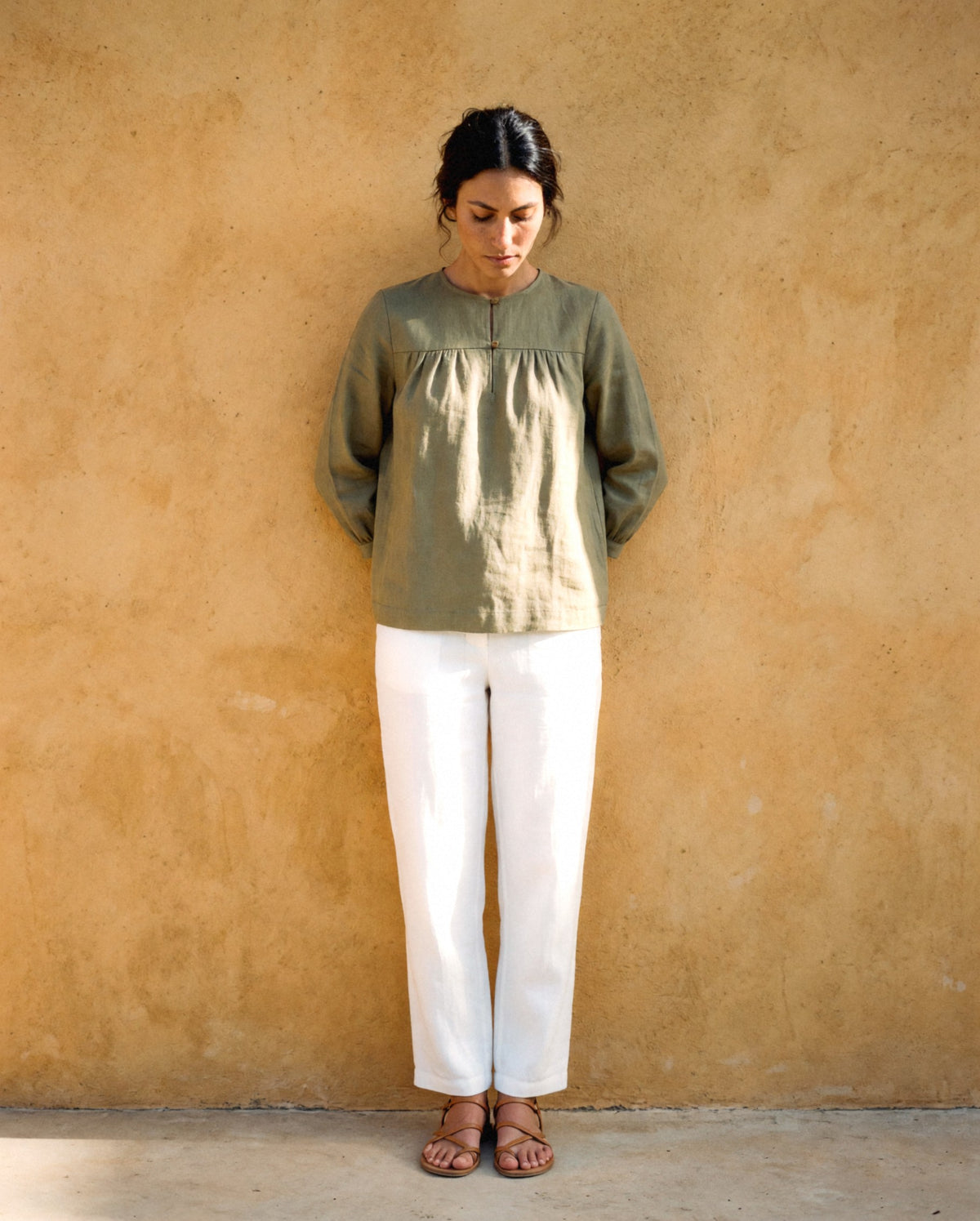 Ines Blouse, in Moss