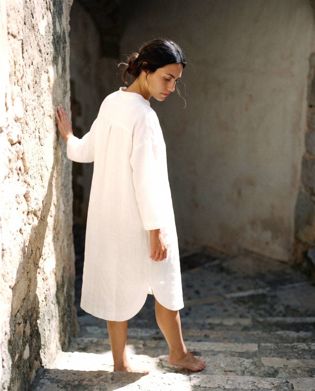 Oversized Linen Shirt Dress, worn, relaxed