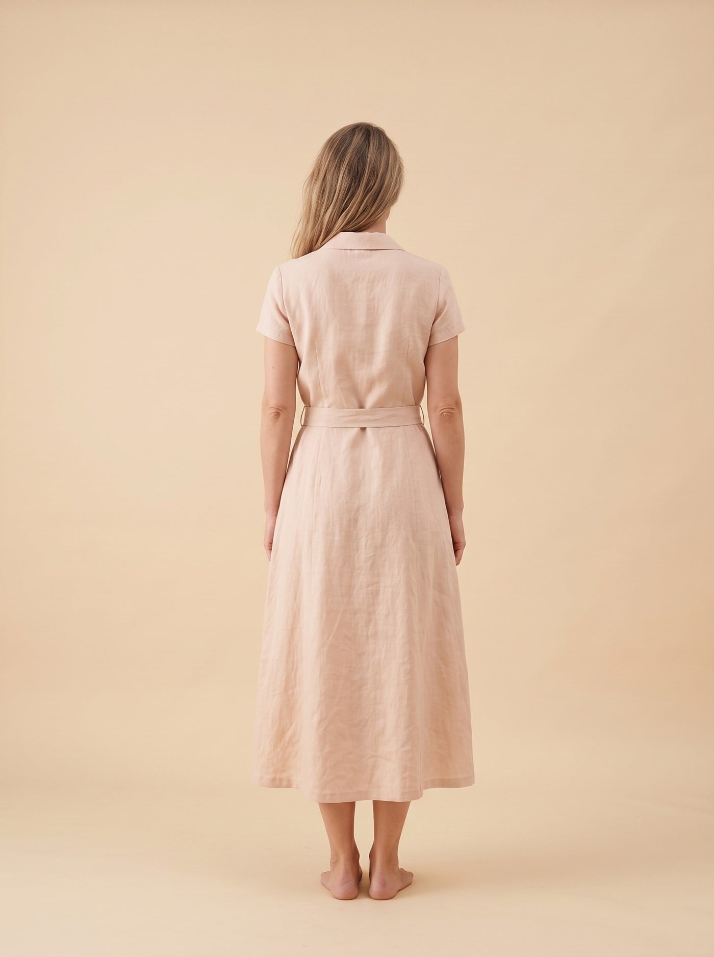 Belted Linen Shirt Dress