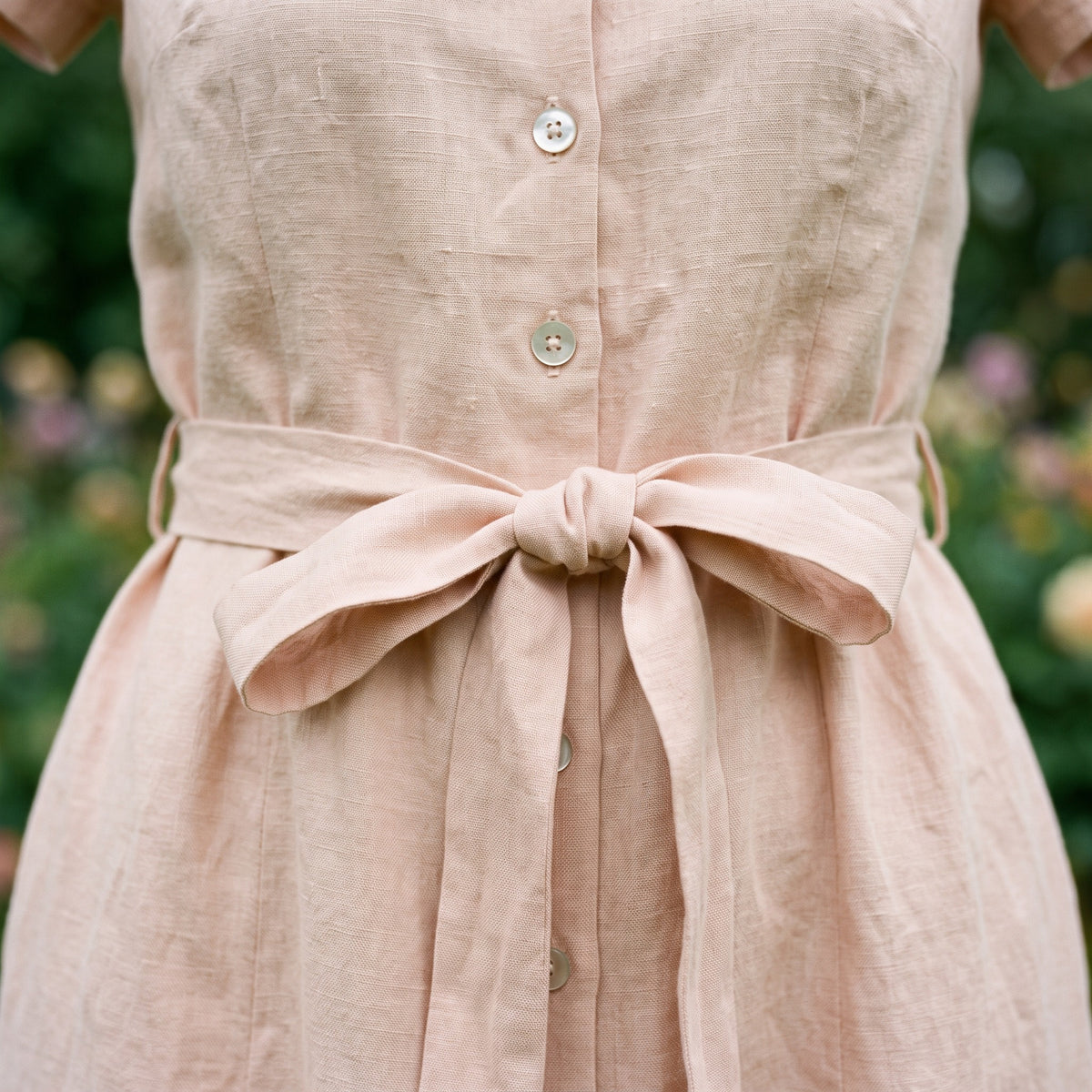 Belted Linen Shirt Dress