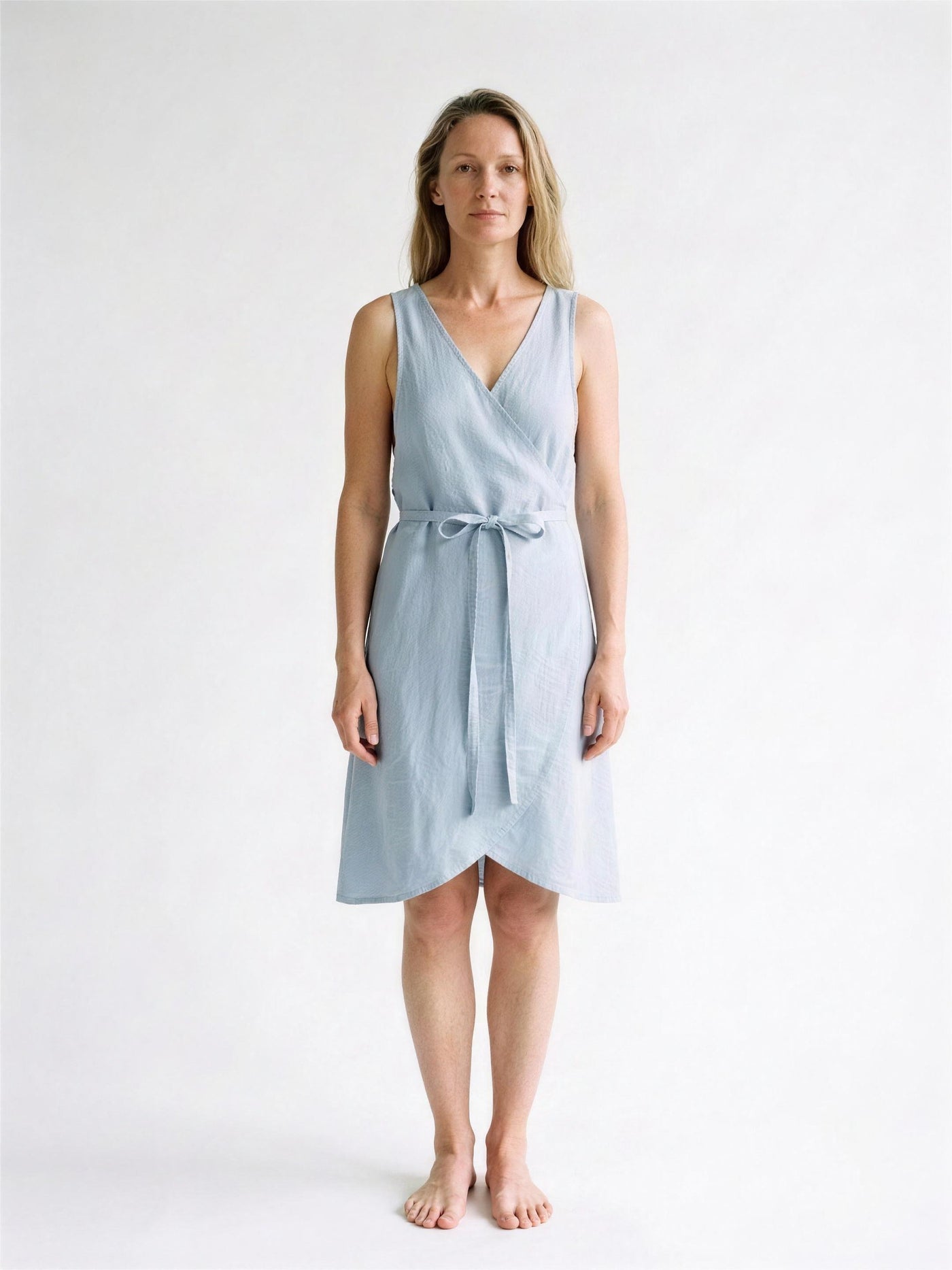 Sleeveless Linen Wrap Dress